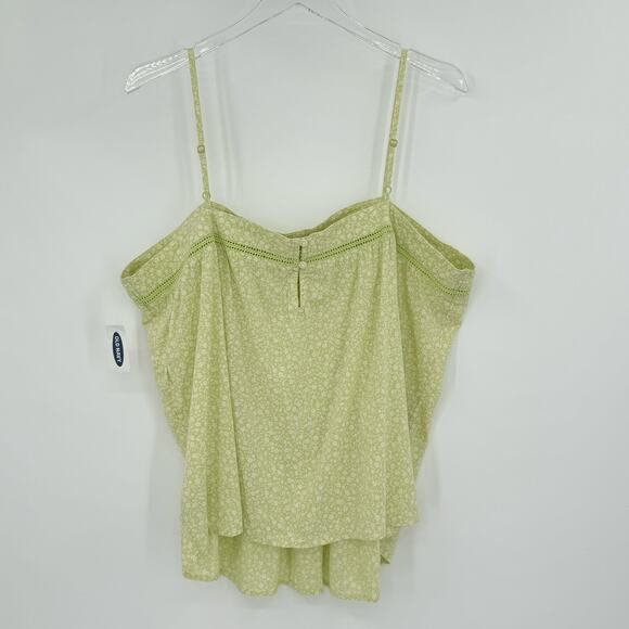Old navy square neck ladder lace lime ditsy floral spaghetti strap top XL NEW - Picture 4 of 7